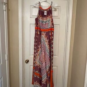 Chico's Vibrant Orange and Purple Maxi Dress